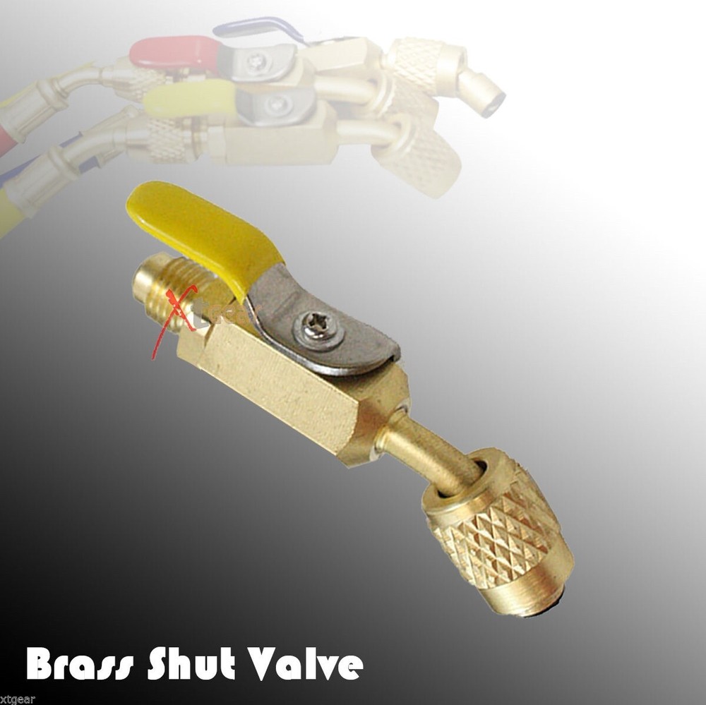 Color coded R410A Straight Ball Valve For AC Charging Hose Brass Shut Valve