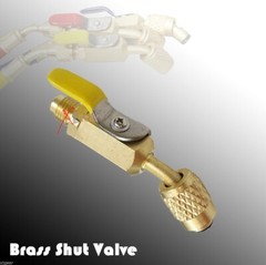 Color coded R410A Straight Ball Valve For AC Charging Hose Brass Shut Valve