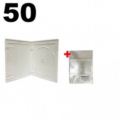 50 PREMIUM STANDARD Solid White Blu-Ray Single Cases 12MM & 100 OPP Bags