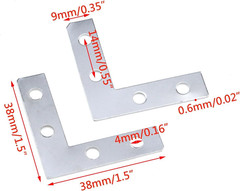 Pack of 40 Silver L Shape Bracket Joint Support Flat Plate Bracket Right Angle C