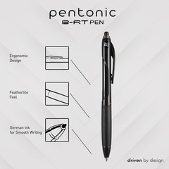 Pentonic B-RT Retractable Ballpoint Pens, 18 Count, Black Ink, 0.7 mm Fine Po…