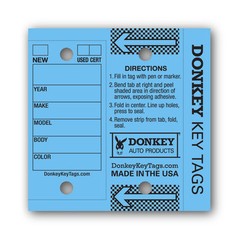 Car Dealer Key Tags (Laminated Self-Protecting) (250 Tags w/ Metal Rings)