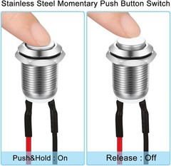 Waterproof Push Button Switch 5pcs 12mm Metal Momentary ON OFF High Head