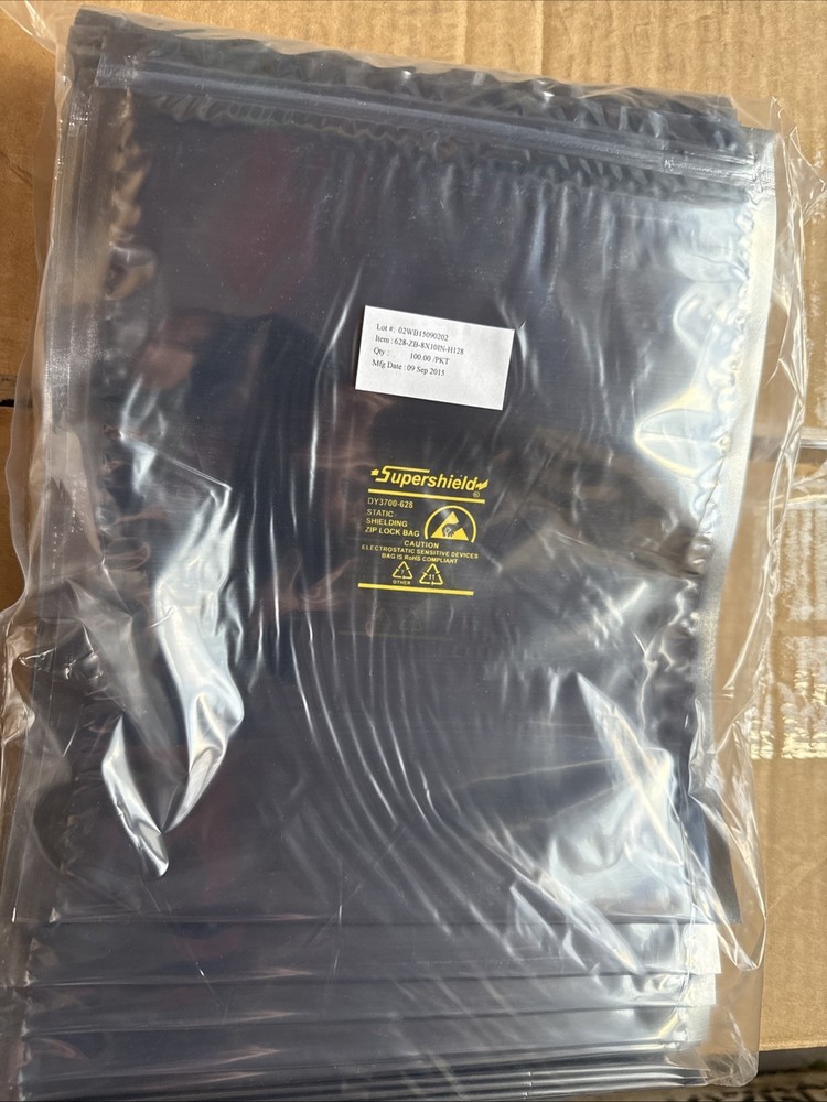 DY3700-628 Static Dissipative Shield Bag, Zip Lock, 8×10 inch, pack of 100