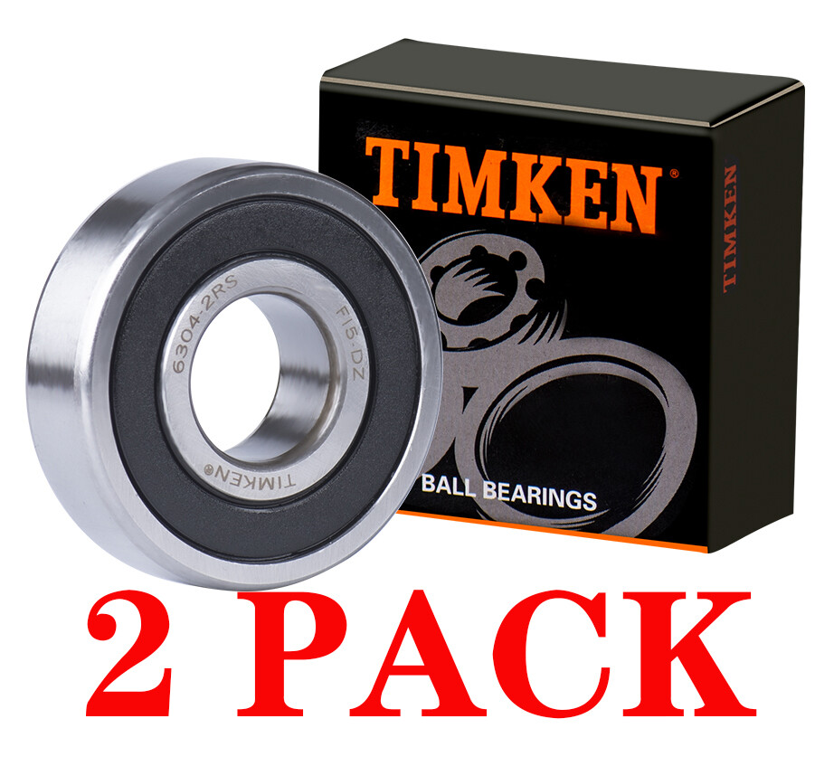 (2 PACK) USA TIMKEN 6304-2RS 20X52X15MM Double Rubber Seal Ball Bearings