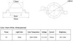 100Pcs High Power 1W LED Chip SMD Bead Lamp Emitter Componen Size: White 6000K