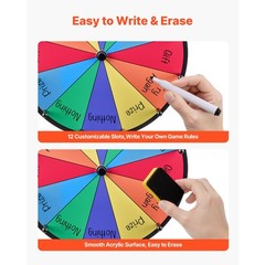 Uimoso 12-Inch Spinning Prize Wheel with 12 Sections and Tabletop Stand