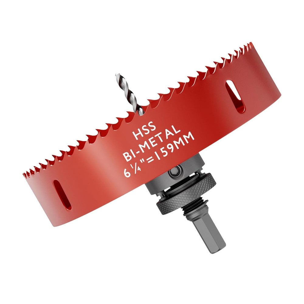 6-1/4 Inch M42 HSS Hole Saw – 159mm Bi-Metal Cutter, 6-1/4″(159mm), Red