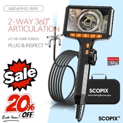 Borescope Endoscope Two-Way 360° Articulating 4.3″ IPS 8X Zoom 6mm Lens RALCAM