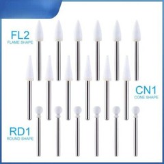 Dental White Stone High Speed Polishing Burs FG Cone/Flame/Round Aluminum Oxide
