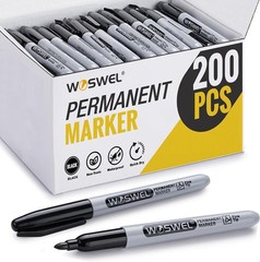 Permanent Markers Bulk, 200 Pack, Black Permanent Marker Pens, Fine Tip