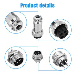 10x Metal 4 Pin Male Female Aviation Plug 24-16 AWG Wire Connector 16mm GX16-4