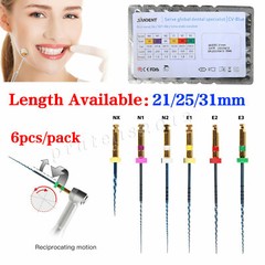 6PCS Dental Rotary Files Endo NITI Tip Assorted SANDENT 21/25/31mm sandent