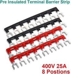 1-10 Sets 8 Positions Dual Row 600V 25A Screw Terminal Strip Blocks with Cover