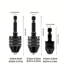 4Pcs 1/4″Hex Shank Keyless Drill Chuck Adapter Bit Quick Change Converter Driver