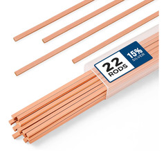 22 pcs Brazing Rods AWS BCuP-5 15% Silver Solder Phos Copper Brazing Alloy Flat
