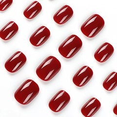 Square Press on Nails Short Fake Nails Red False Nails HJKDSFD Acrylic Artificia
