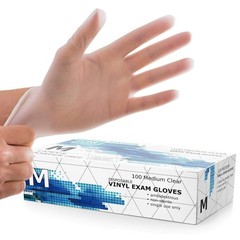 Medium Clear Vinyl Medical Exam Gloves – Pack of 100