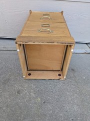 Vintage Industrial Mission Style Oak Wood Filing File Cabinet 2 Drawer Brass T52
