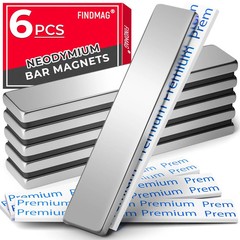 Neodymium Magnet, 6 Pack Bar Magnets – Strong, Heavy Duty, 60x10x3 mm, Silver ..