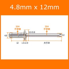 GRIP BLIND RIVET POP RIVETS DOME HEAD A2 STAINLESS STEEL 3.2mm 4mm 4.8mm 6.4mm