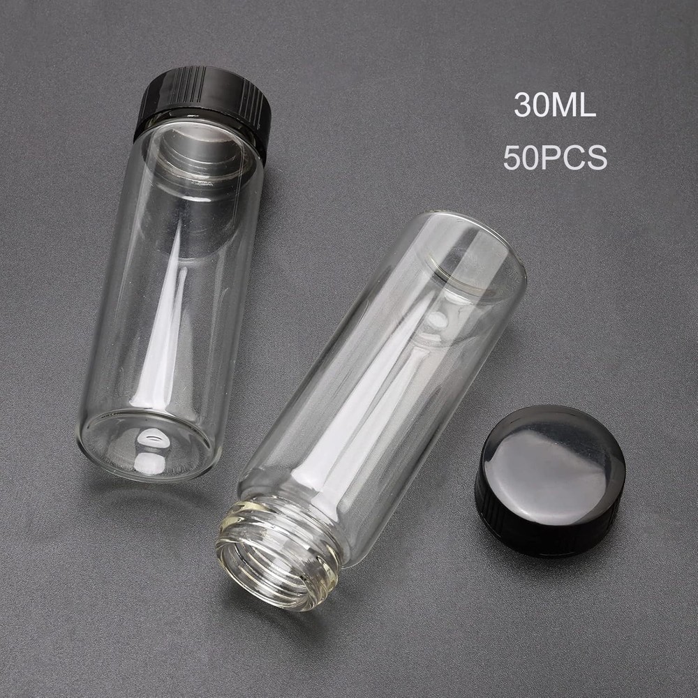 50Pack 30Ml Clear Glass Vials with Screw Caps Small Liquid Sample Vial LeakProof