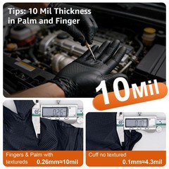 UYKKE 10mil Nitrile Gloves Thick,Industrial Disposable X-Large, Black-1000pcs