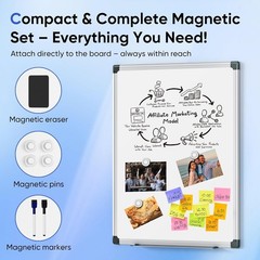 36″ x 24″ Magnetic Whiteboard for Wall, Dry Erase Board with Silver Aluminum …