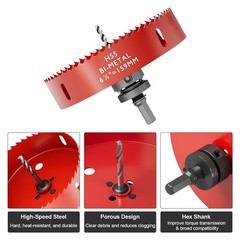 6-1/4 Inch M42 HSS Hole Saw – 159mm Bi-Metal Cutter, 6-1/4″(159mm), Red