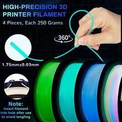 Frucindra Glow in 1.75 millimeters, 250g*4-glow Green/Blue/Blue Green/Rainbow