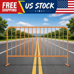 7.5ft Heavy Duty Interlinked Steel Safety Barricade Portable Metal Crowd Control