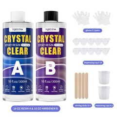 TQELFSS Epoxy Resin 20 OZ, Crystal Clear Epoxy Resin Kit, Fast Curing, Self L…
