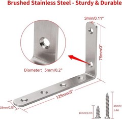 Set of 4 Heavy Duty L Brackets, 5″ x 3″, for Easy Installation & Support