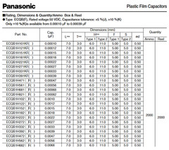 QTY (100) .022uf 50V 10% POLYESTER FILM CAPACITORS ECQB1H223KF9 PANASONIC
