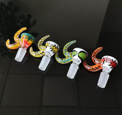 Clear Large 2 Horn Handle Funnel Glass Slide Bowl 14mm Tobacco Hookah Bong
