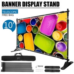 8×10 ft Banner Stand Heavy-Duty Backdrop Stand Telescopic Adjustable Repeat Step