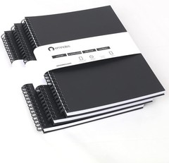 Unruled Notebook, Unlined Blank Paper, 8.5 x 11 Inches, 80 Sheets, Black