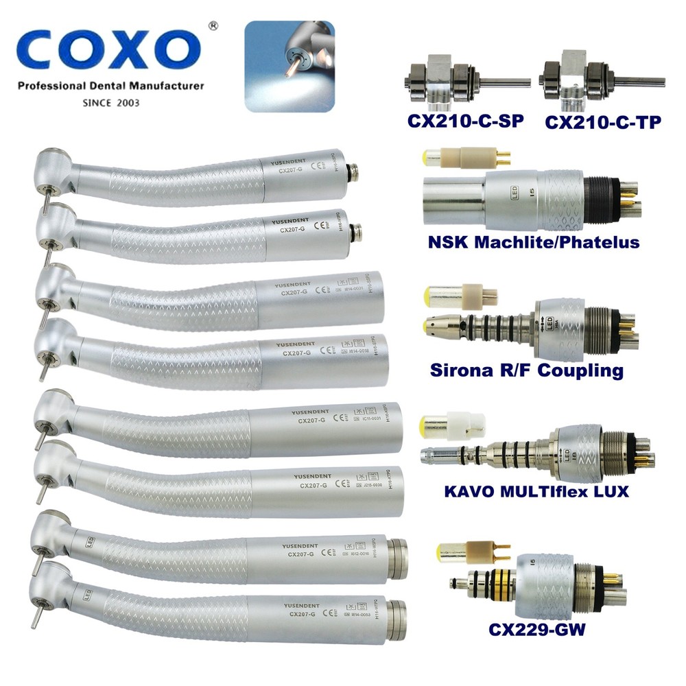 COXO Dental LED Fiber Optic High Speed Turbine Handpiece Fit KaVo NSK Sirona W-H