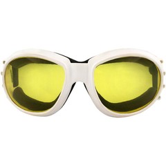 2 Birdz Eyewear Eagle Motorcycle Skydiving White Goggles Clear & Yellow Lenses