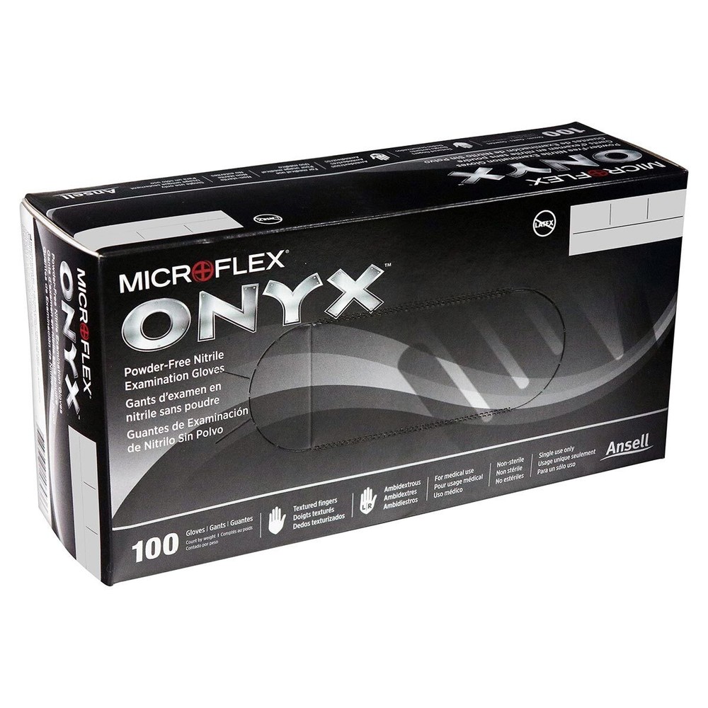 Microflex N644 ONYX Black Nitrile Examination Gloves, Box of 100, Size X-Large