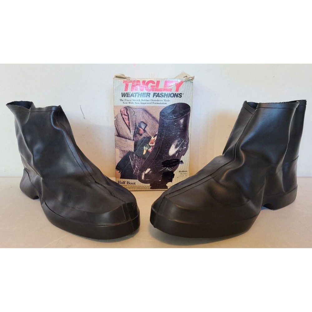 TINGLEY WEATHER FASHIONS STRETCH RUBBER OVERSHOES Medium 8.5 – 10 OPEN BOX NOS
