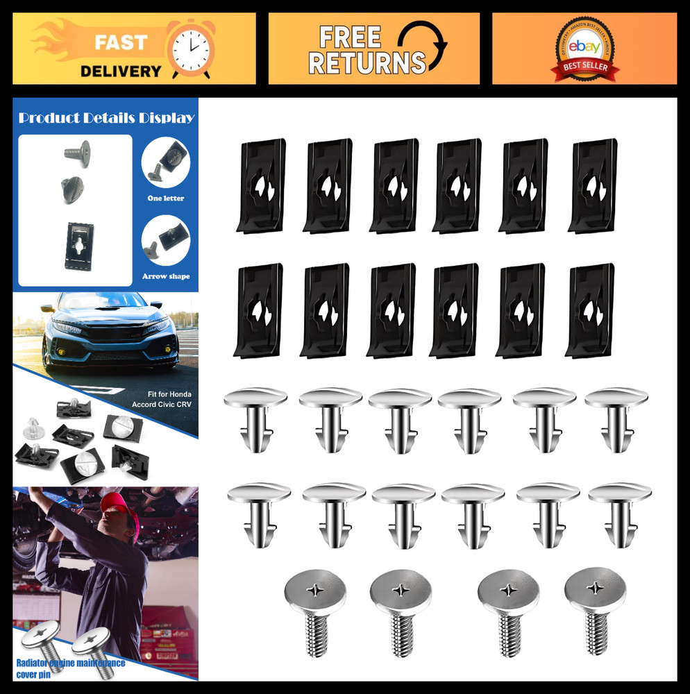 28PCS Engine Cover Pin Screws & Splash Shield Bolts Set for Honda Civic, Accord,