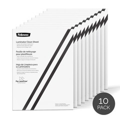 Fellowes Laminator Cleaning Sheets, 10 Pack, 8.5 x 11 in Letter, White