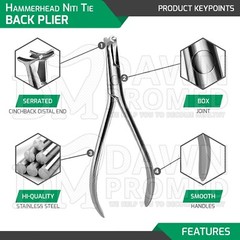 Hammerhead Plier Serrated Niti Tie Back Wire Bending Forming Dental Orthodontic