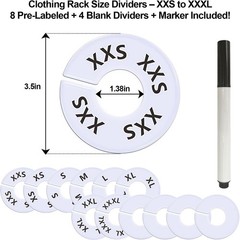 13 Pcs Clothing Rack Size Dividers Round White Plastic Size Markers for Clothing