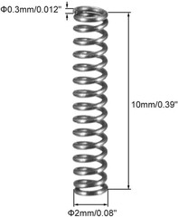 Wire Diameter 0.012″, OD 0.08″, Free Length 0.39″ Spring Steel Coil Extended Com