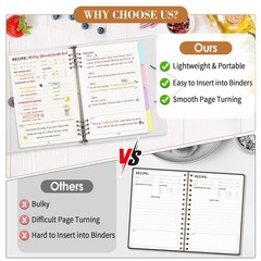 120 Pages Blank Recipe Book Food Journal PVC Binder Notebook 100gsm Thick