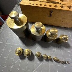 Balance Weight Set Grams (1-50g) (2 x 100g, 200g, 500g, 1kg, & 2kg) Brass 14pc.
