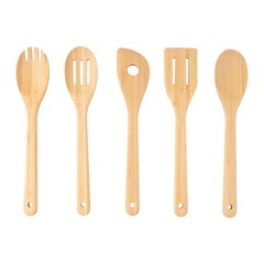 Mainstays 5 Pack Bamboo Cooking Spoons, Essential Kitchen Utensil Set