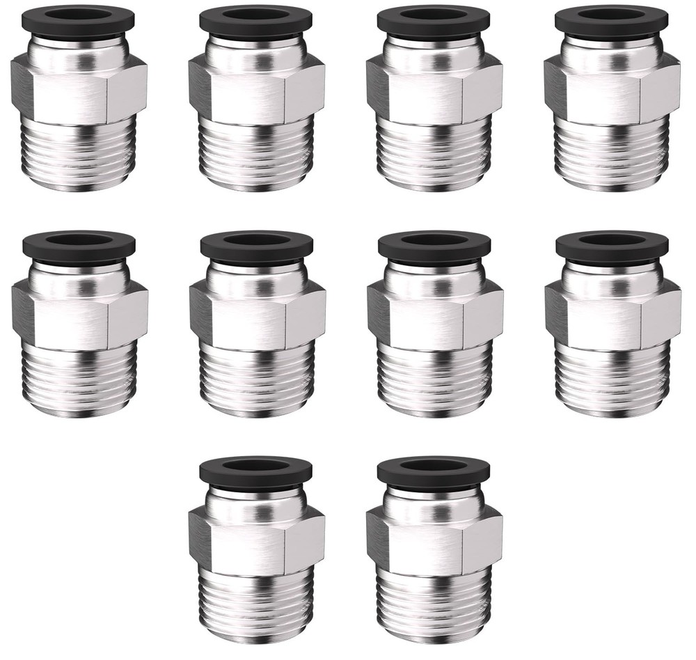 10 PCS Male Straight 1/2 Inch Tube OD 1/2 Inch NPT Push To Connect Fitting